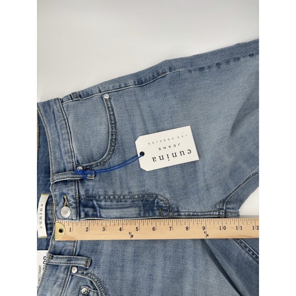 NWT Eunina Danica Bowed Straight Mid Rise Jeans Sz 7/28 Momcore Barrel Style - Picture 16 of 16